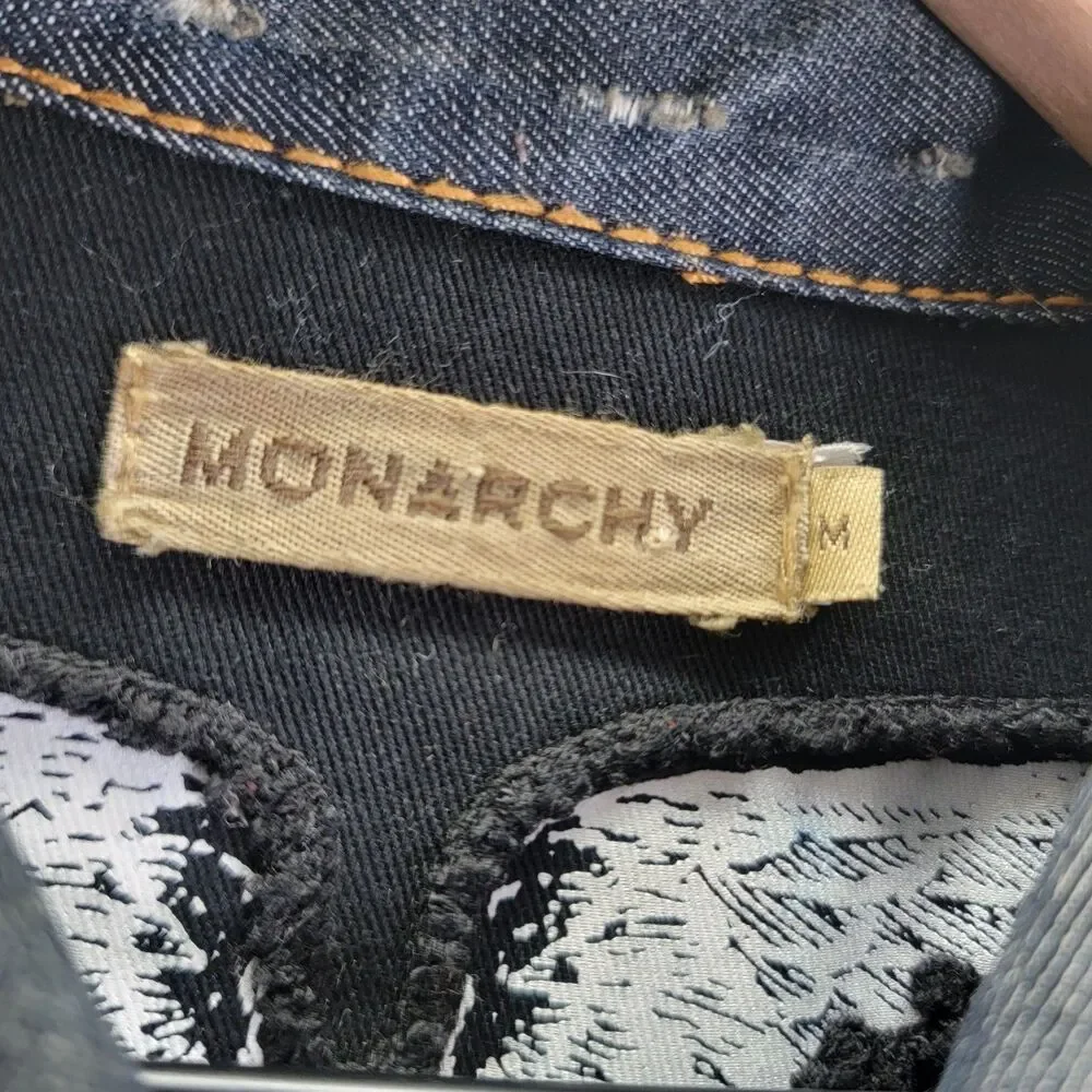 Vintage Y2K Monarchy Los Angeles Denim Jacket Mens Size S/M Grunge Button L/S